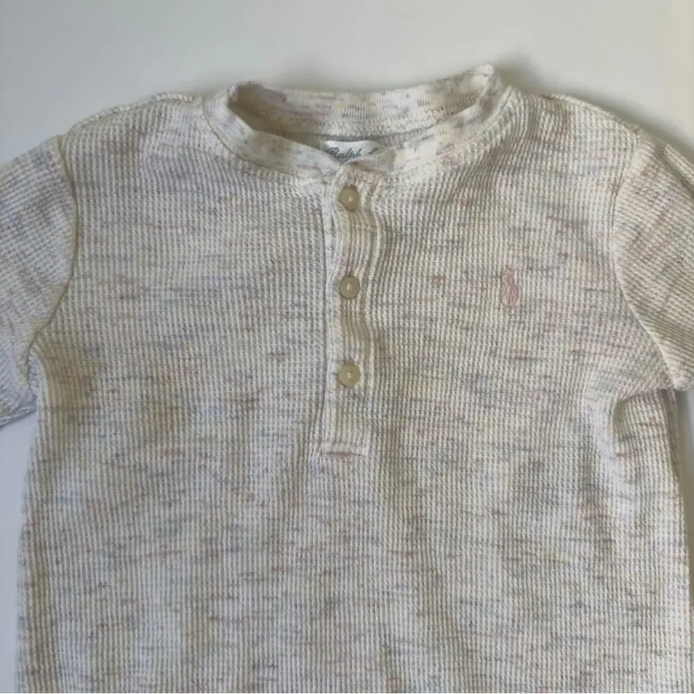 Ralph Lauren Baby Cream Knit Dress with Bloomers speckled long sleeve button up